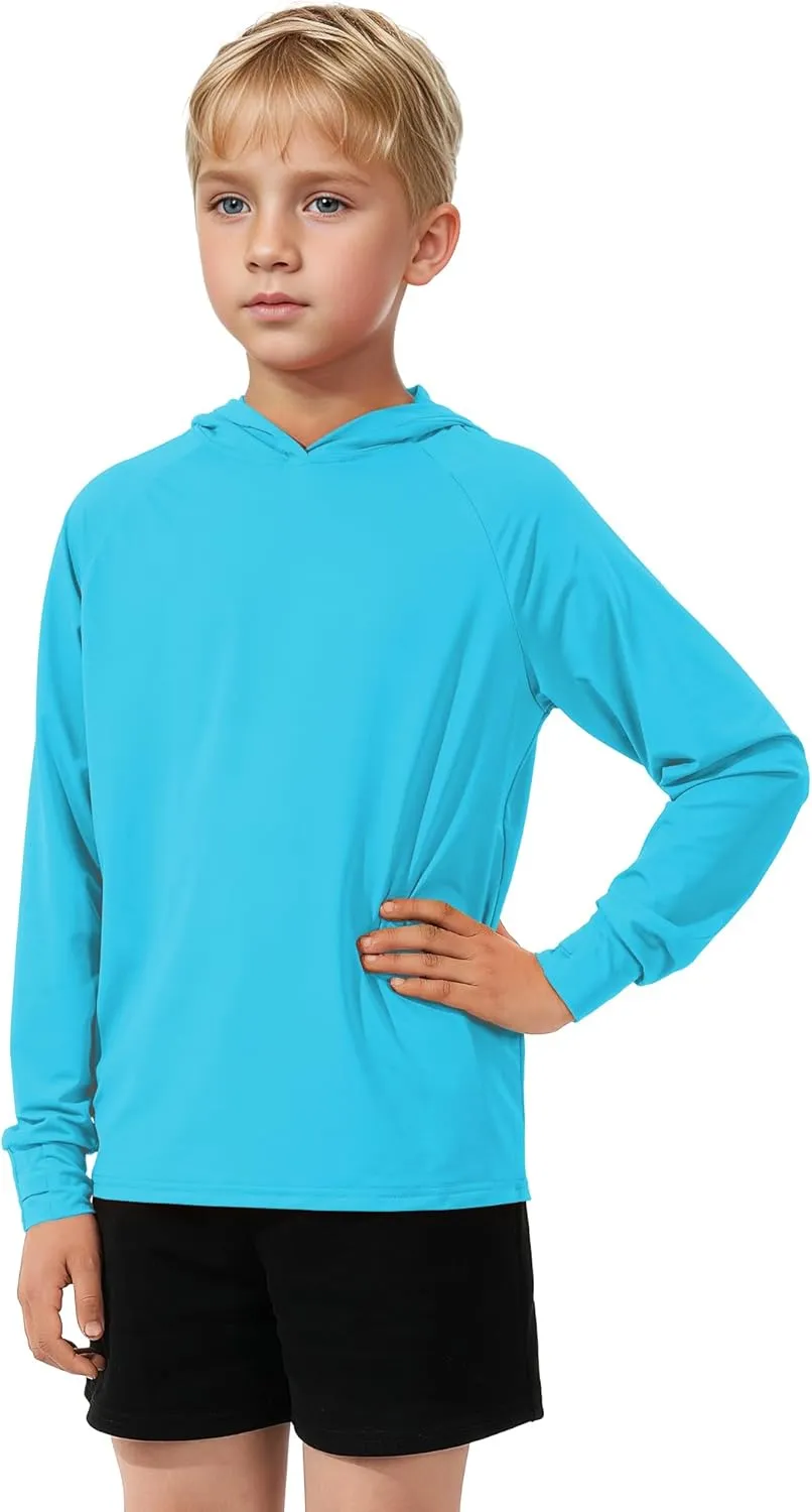 Girls Rash Guard Shirts Boys Long Sleeve Quick Dry Swim Shirts UPF 50  Sun Protection Hoodie for Kids