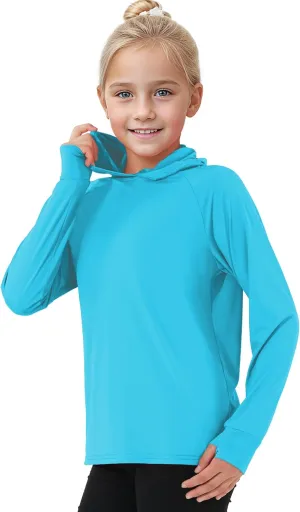 Girls Rash Guard Shirts Boys Long Sleeve Quick Dry Swim Shirts UPF 50  Sun Protection Hoodie for Kids