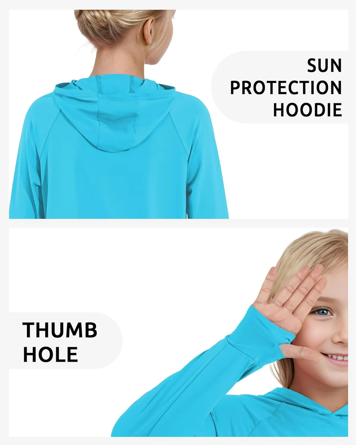 Girls Rash Guard Shirts Boys Long Sleeve Quick Dry Swim Shirts UPF 50  Sun Protection Hoodie for Kids