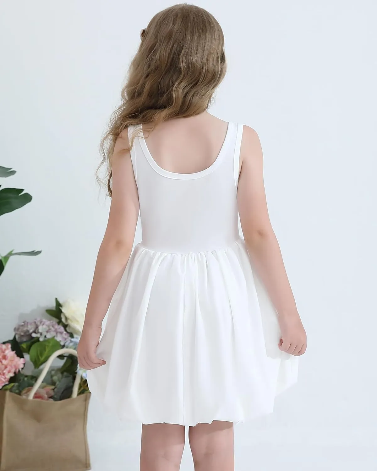 Girls Summer Dresses Tween Sleeveless Bubble Hem Sundress Casual Beach Vacation with Pockets for 7-12 Years