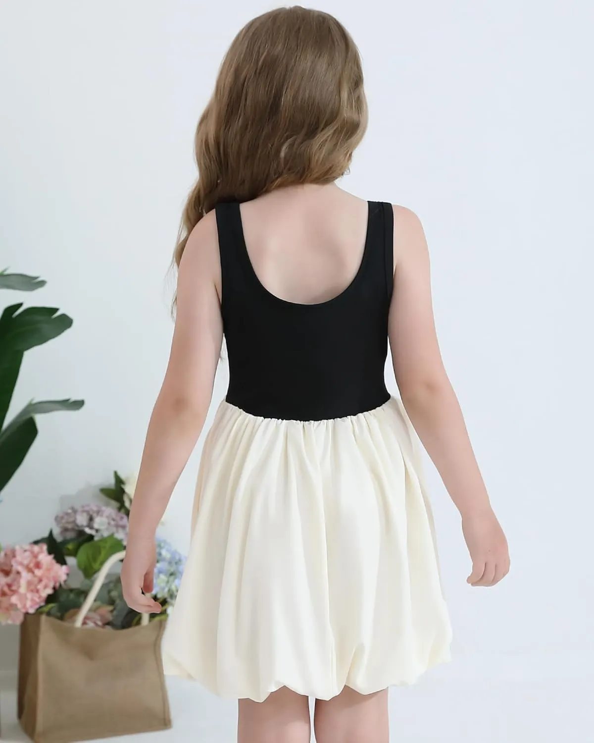 Girls Summer Dresses Tween Sleeveless Bubble Hem Sundress Casual Beach Vacation with Pockets for 7-12 Years