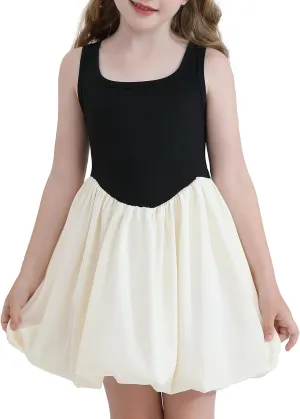 Girls Summer Dresses Tween Sleeveless Bubble Hem Sundress Casual Beach Vacation with Pockets for 7-12 Years