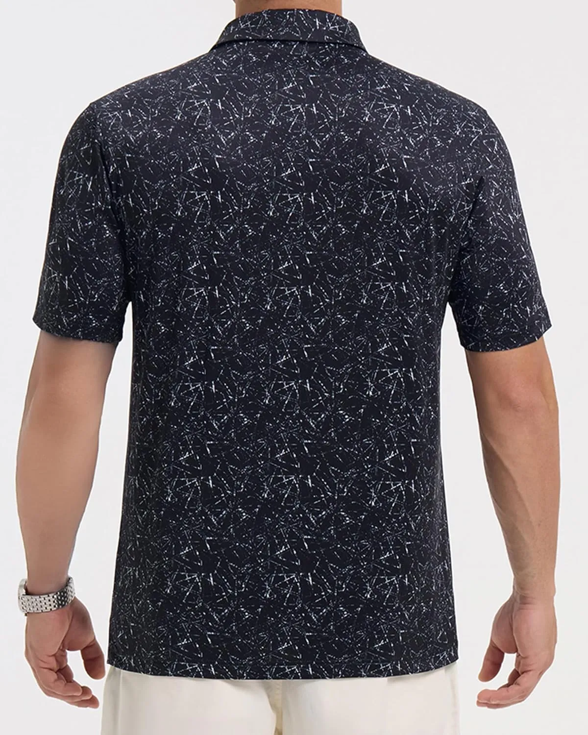 Golf Polo Shirts for Men - Print Moisture Wicking Quick Dry Short Sleeve Collared Polo Shirts for Golf Tennis Wear