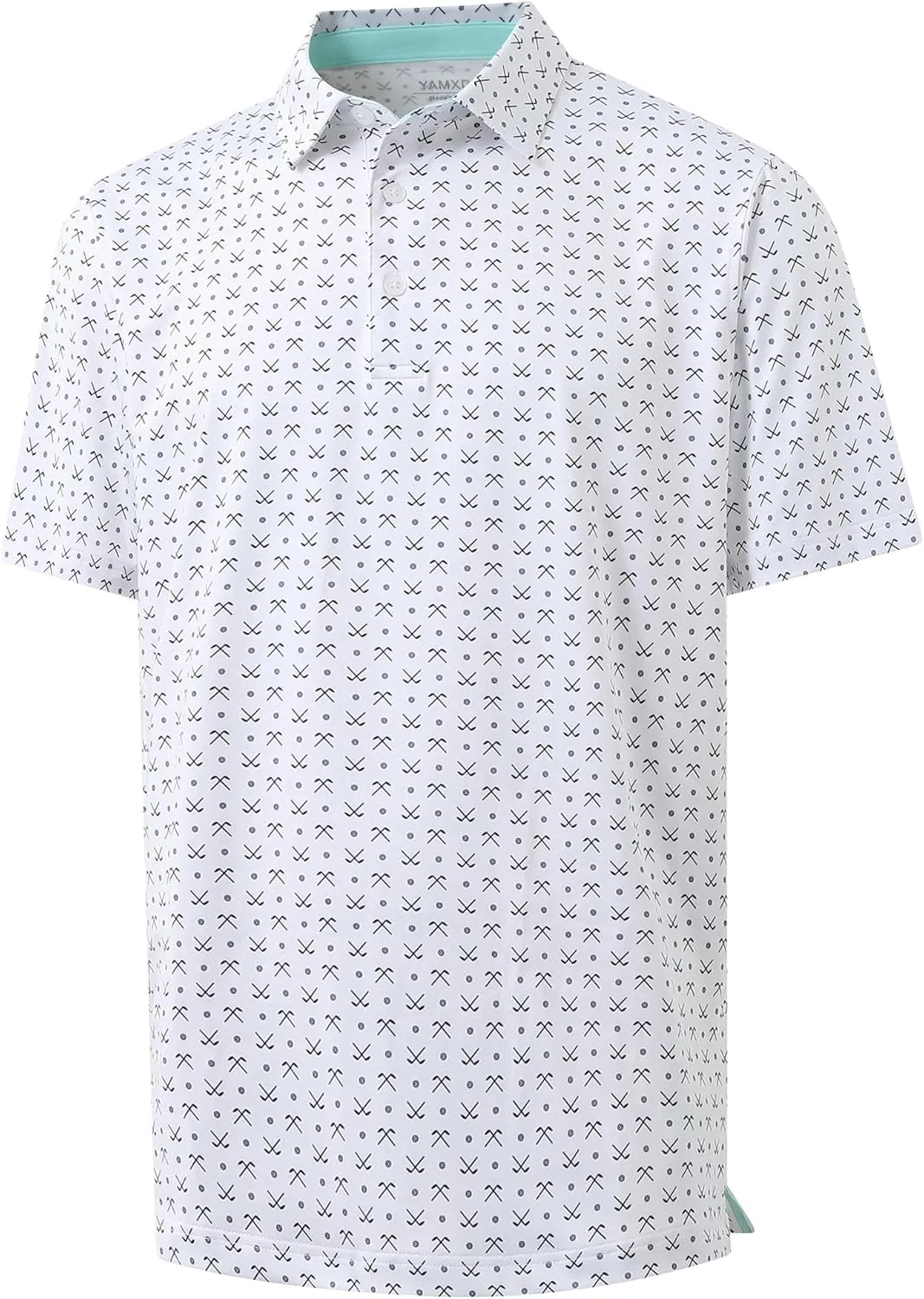Golf Polo Shirts for Men - Print Moisture Wicking Quick Dry Short Sleeve Collared Polo Shirts for Golf Tennis Wear