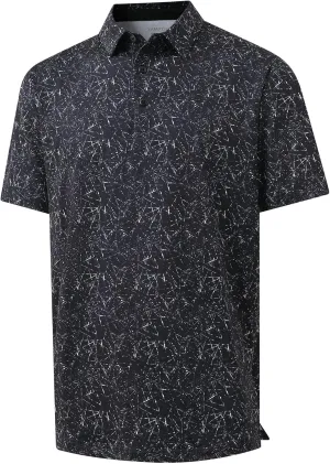 Golf Polo Shirts for Men - Print Moisture Wicking Quick Dry Short Sleeve Collared Polo Shirts for Golf Tennis Wear