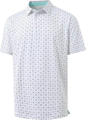 Golf Polo Shirts for Men - Print Moisture Wicking Quick Dry Short Sleeve Collared Polo Shirts for Golf Tennis Wear