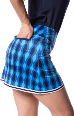 GOLFTINI Printed Pull-On A-Line Skort 16.5" - Stretch Golf, Tennis & Pickleball Skirt with Shorts, Pockets & Tummy Control