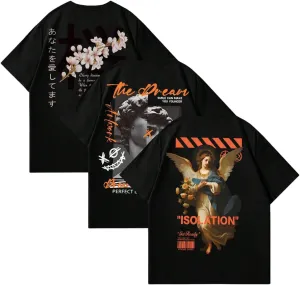 GORGLITTER Men's 3 Pack Vintage Graphic Tee Shirt Short Sleeve Crew Neck Casual Streetwear T-Shirts