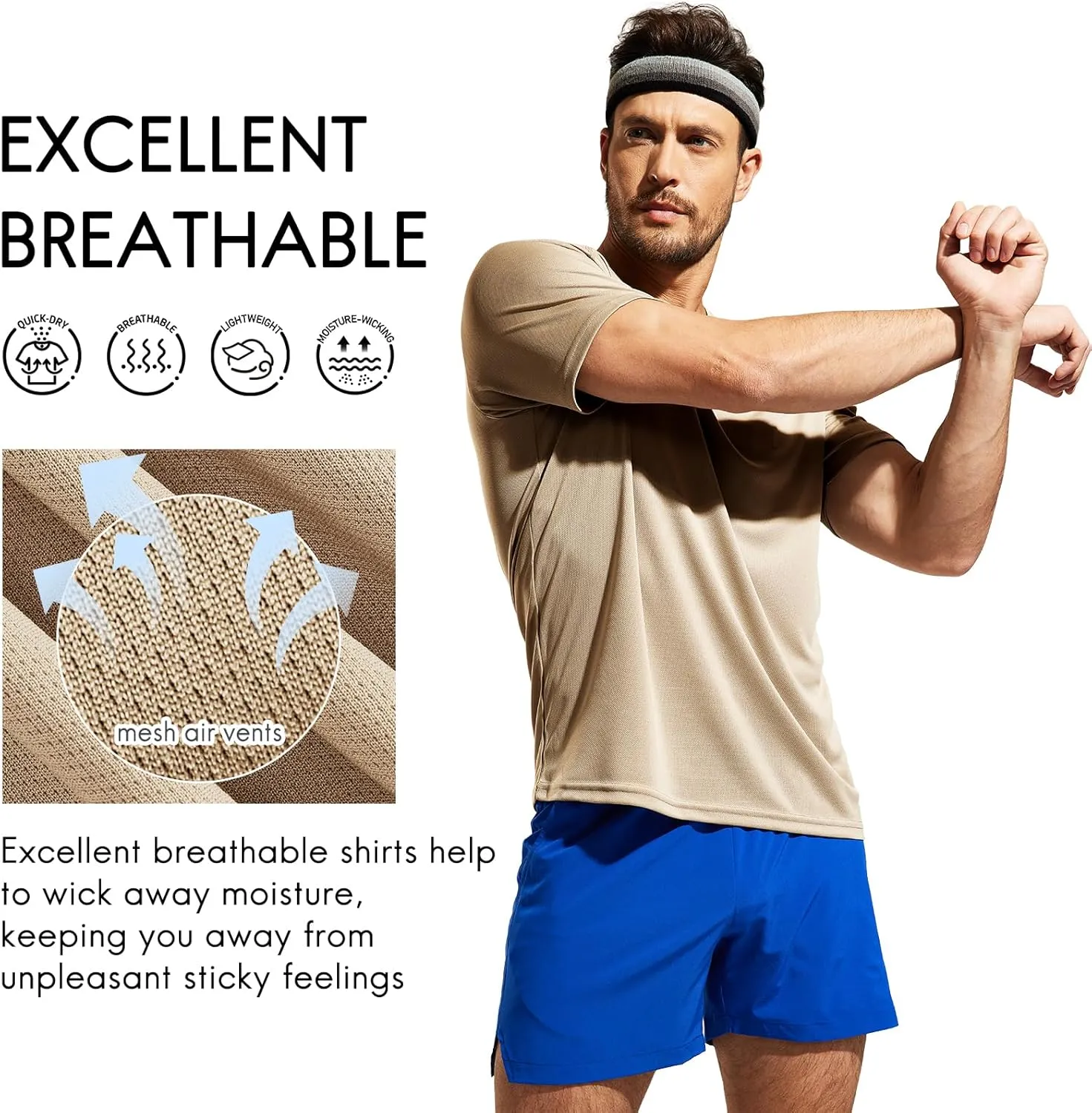 Haimont Men's Dry Fit Athletic Shirts for Running Workout Moisture Wicking Quick Dry Outdoor Short Sleeve T-Shirts