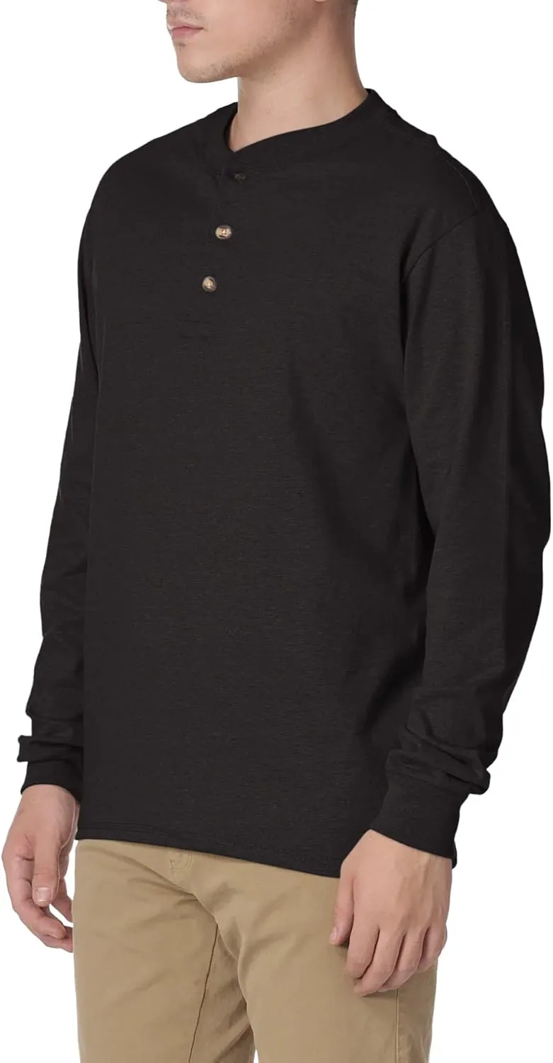 Hanes T Beefyt Henley, Men's Cotton Long Sleeve Shirts