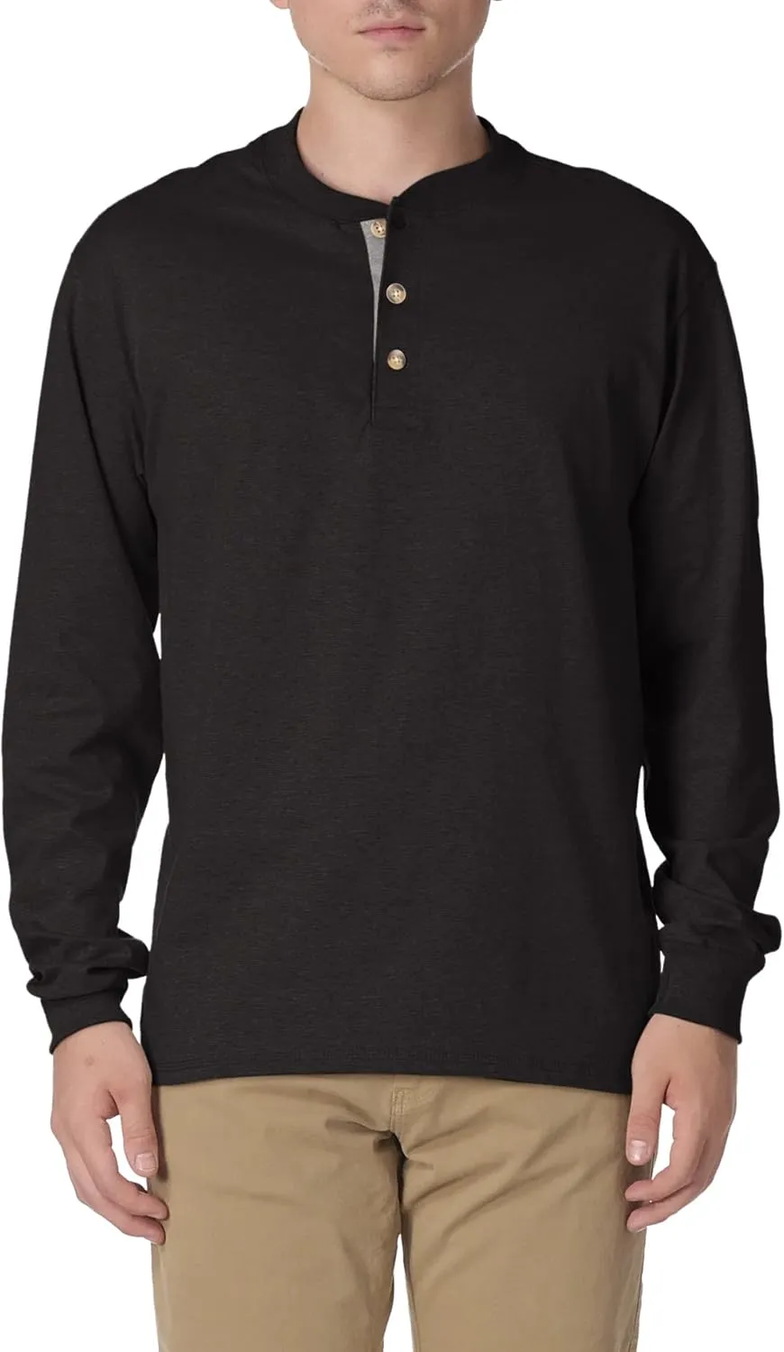 Hanes T Beefyt Henley, Men's Cotton Long Sleeve Shirts