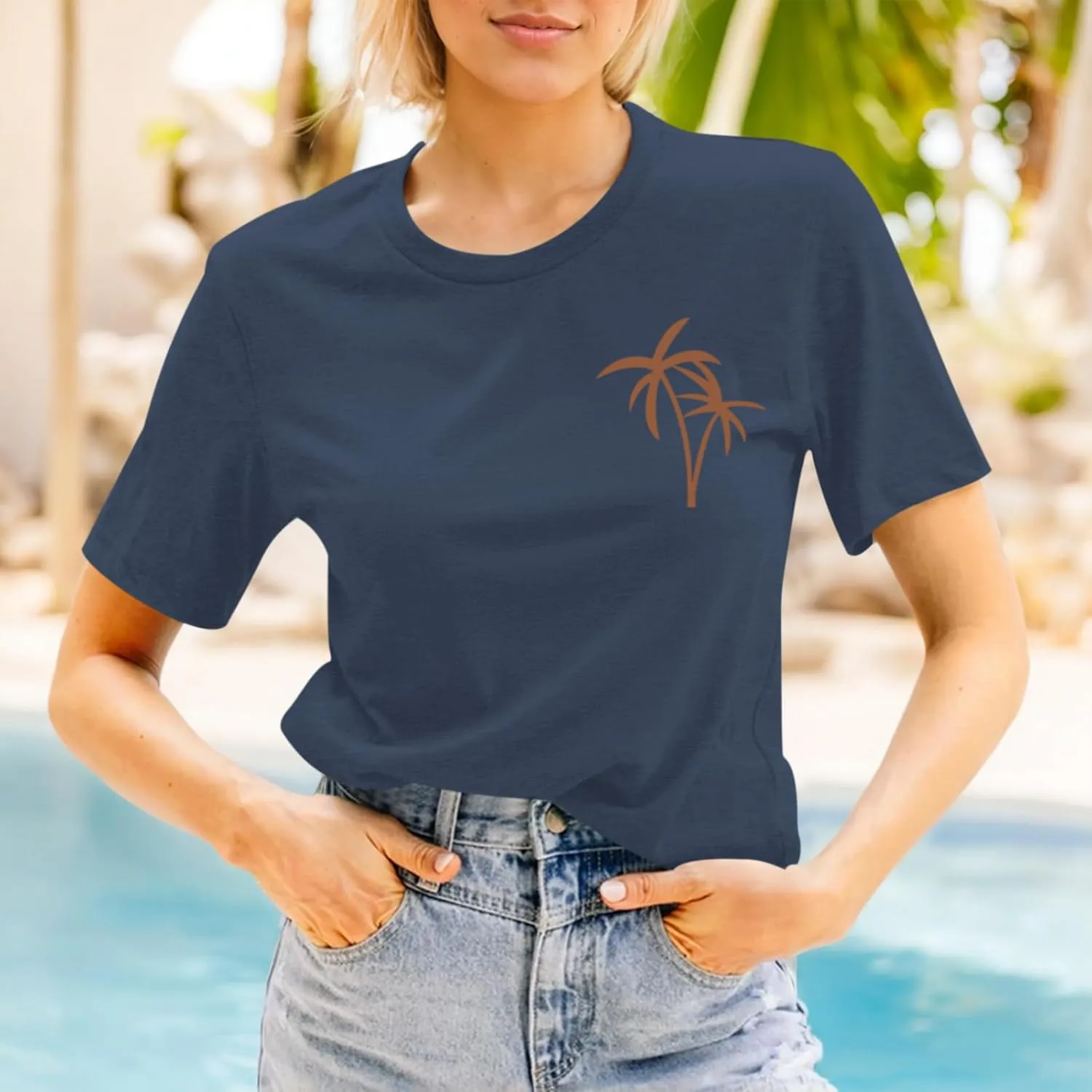 Hawaiian Shirts for Women Beach Hawaii Tropical Shirt Palm Tree Sunshine Graphic Tees Vacation Summer Vibes Tops