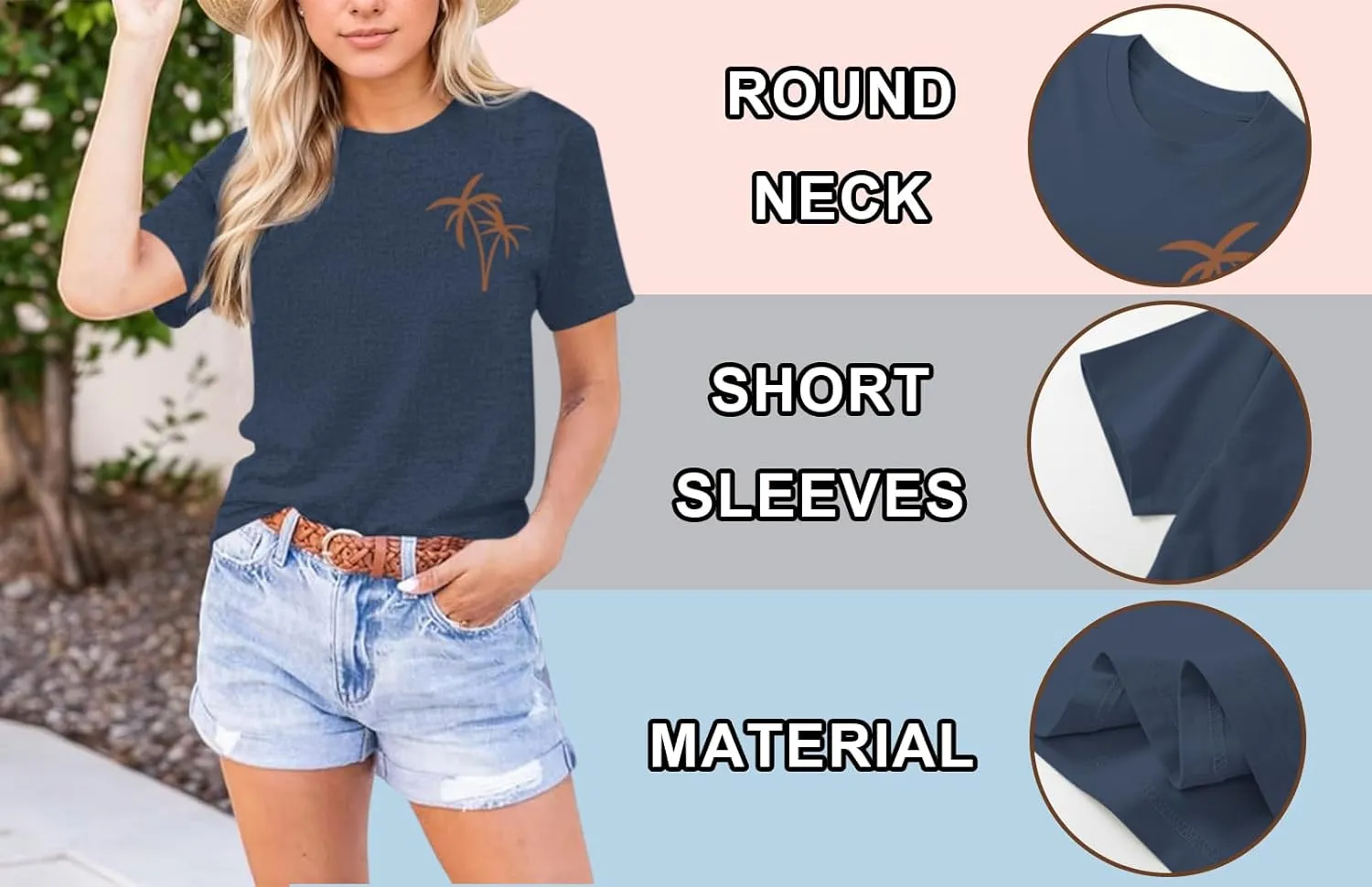 Hawaiian Shirts for Women Beach Hawaii Tropical Shirt Palm Tree Sunshine Graphic Tees Vacation Summer Vibes Tops