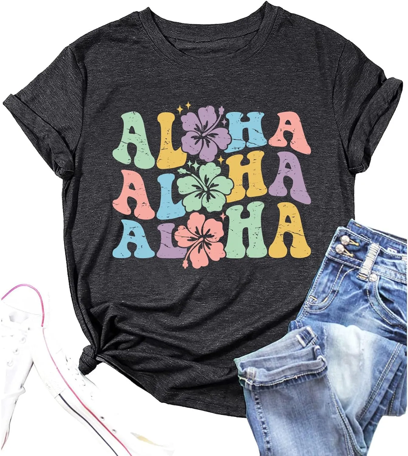 Hawaiian Shirts Women Hawaii Graphic Tees Summer Vacation Hawaiian Tshirt Vintage Hawaii Tropical Tops Outfits