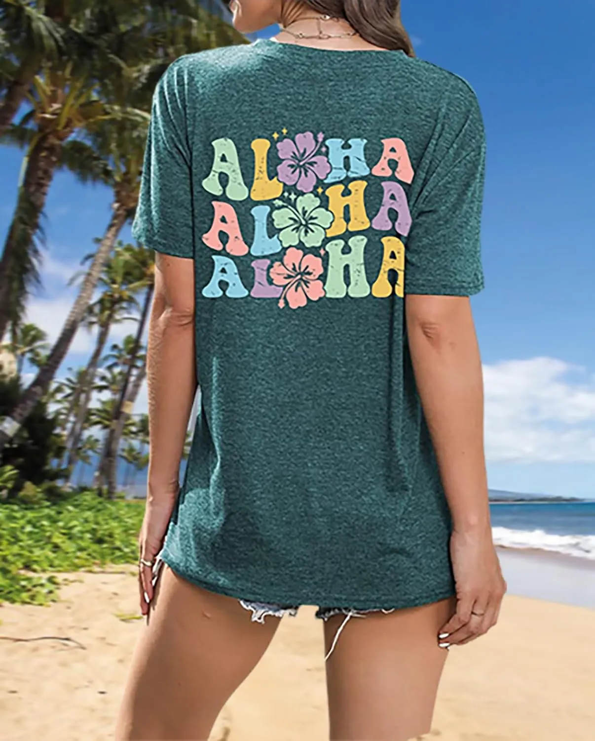 Hawaiian Shirts Women Hawaii Graphic Tees Summer Vacation Hawaiian Tshirt Vintage Hawaii Tropical Tops Outfits