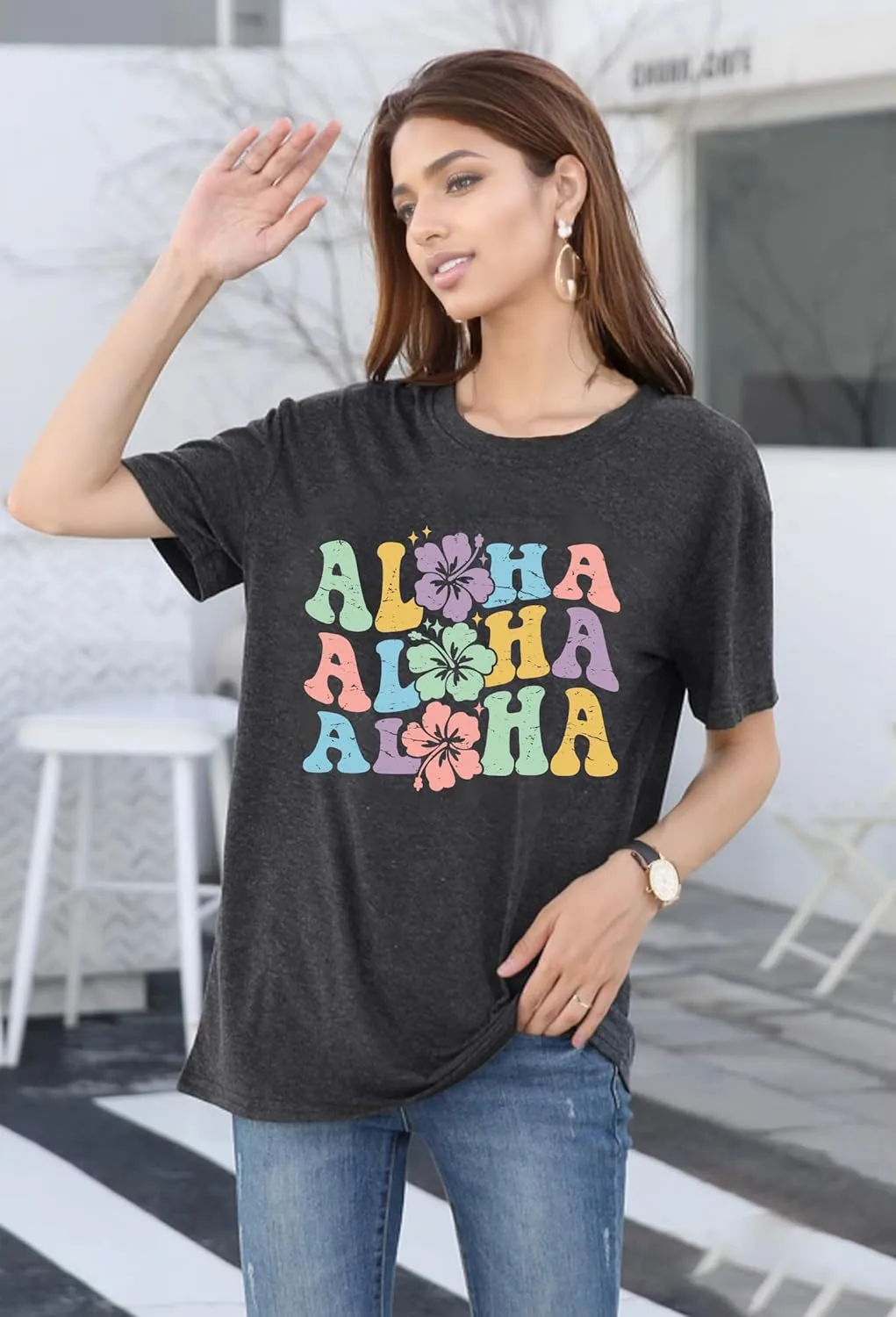 Hawaiian Shirts Women Hawaii Graphic Tees Summer Vacation Hawaiian Tshirt Vintage Hawaii Tropical Tops Outfits