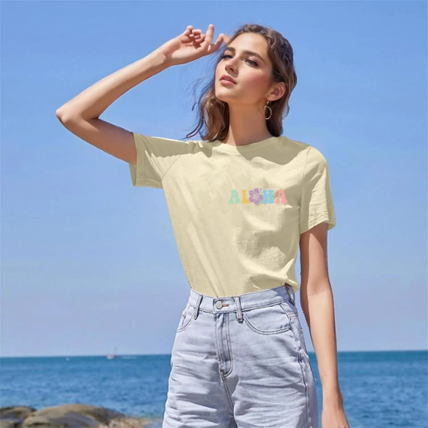 Hawaiian Shirts Women Hawaii Graphic Tees Summer Vacation Hawaiian Tshirt Vintage Hawaii Tropical Tops Outfits