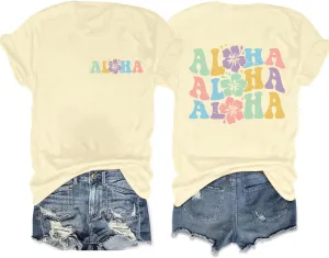 Hawaiian Shirts Women Hawaii Graphic Tees Summer Vacation Hawaiian Tshirt Vintage Hawaii Tropical Tops Outfits