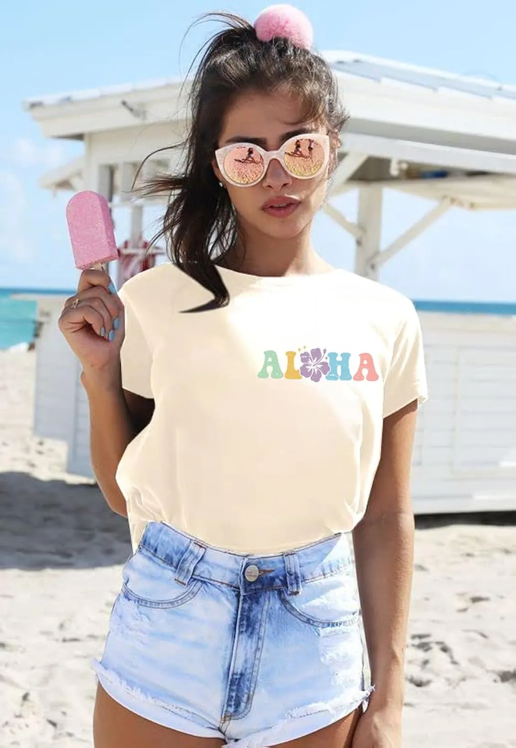 Hawaiian Shirts Women Hawaii Graphic Tees Summer Vacation Hawaiian Tshirt Vintage Hawaii Tropical Tops Outfits