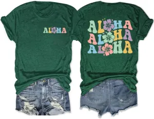 Hawaiian Shirts Women Hawaii Graphic Tees Summer Vacation Hawaiian Tshirt Vintage Hawaii Tropical Tops Outfits