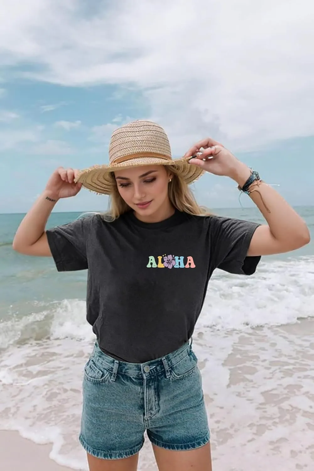 Hawaiian Shirts Women Hawaii Graphic Tees Summer Vacation Hawaiian Tshirt Vintage Hawaii Tropical Tops Outfits