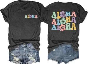 Hawaiian Shirts Women Hawaii Graphic Tees Summer Vacation Hawaiian Tshirt Vintage Hawaii Tropical Tops Outfits