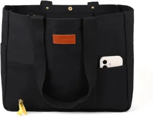 Heavy Duty Canvas Travel Tote Bag for Women, Large Reusable Grocery Shopping Bag with Reinforced Handles