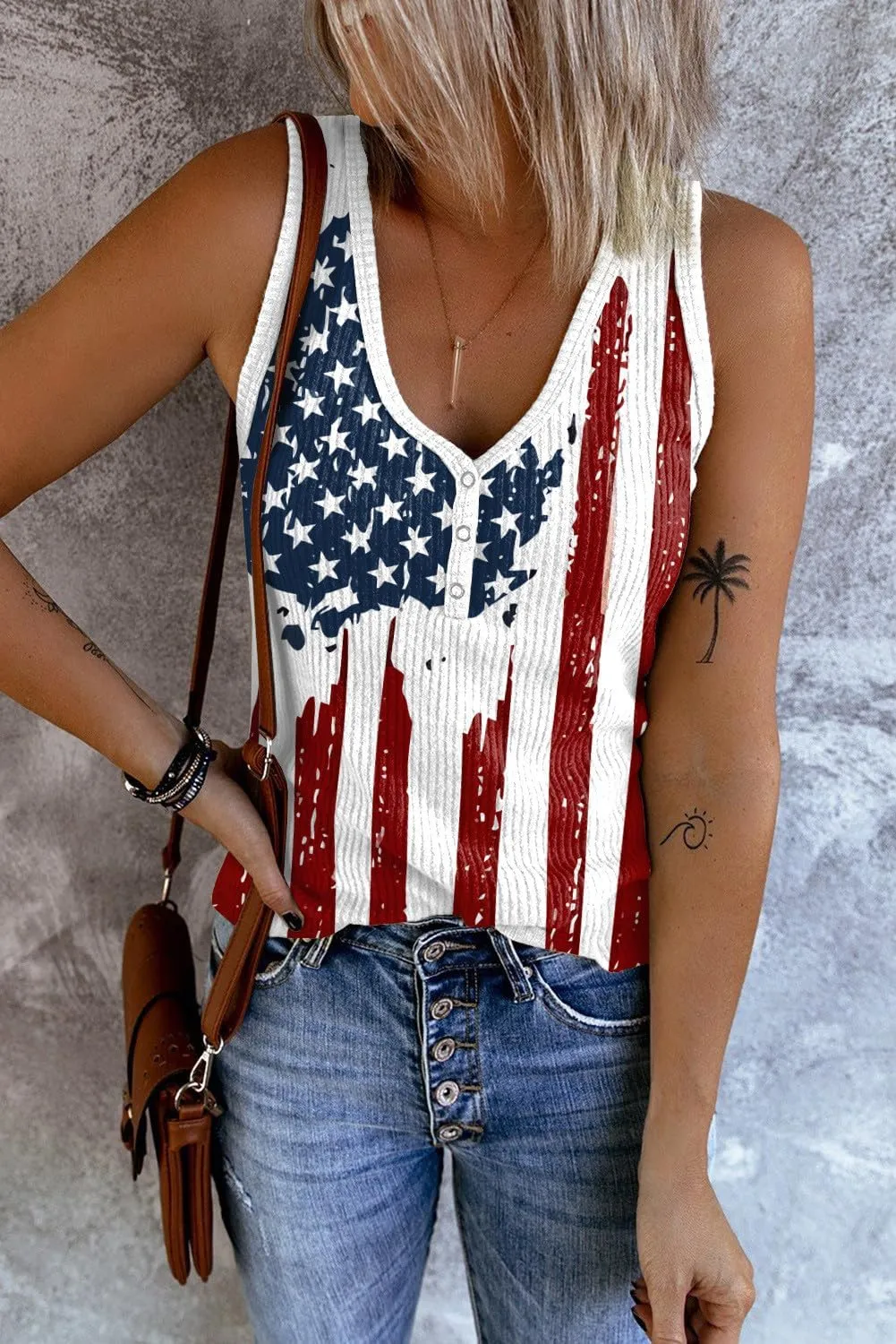 Henley Tank Tops Womens Western Aztec Print V-Neck Cami Ribbed Sleeveless Shirts Casual Button Up T-Shirts