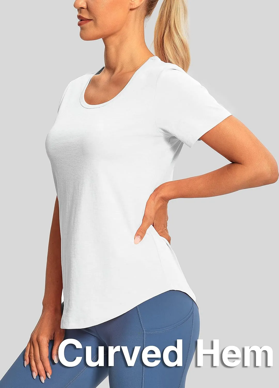 Hiverlay Workout Shirts for Women Short Sleeve Scoop Neck Tops Athletic Quick Dry Gym T-Shirts Yoga Running Tee