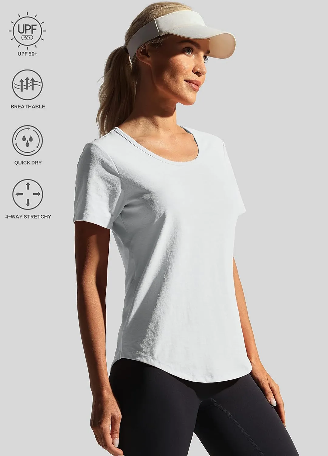 Hiverlay Workout Shirts for Women Short Sleeve Scoop Neck Tops Athletic Quick Dry Gym T-Shirts Yoga Running Tee