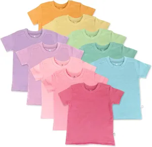 HonestBaby Baby Girls Organic Cotton Short Sleeve Multi-packs And Toddler T-Shirt Set, Multicolour, 18 Months US