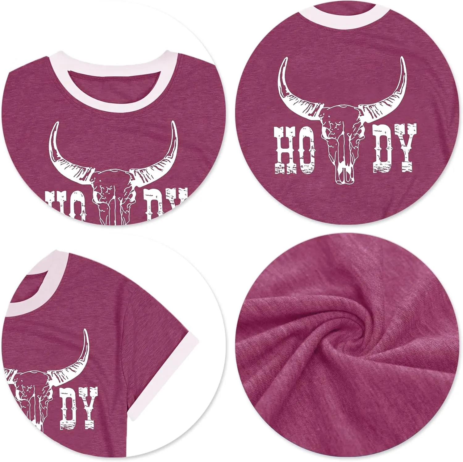 Howdy Shirt Women Cow Skull Shirt Western Country T Shirts Vintage Cowgirl Shirts Casual Short Sleeve Tee Tops
