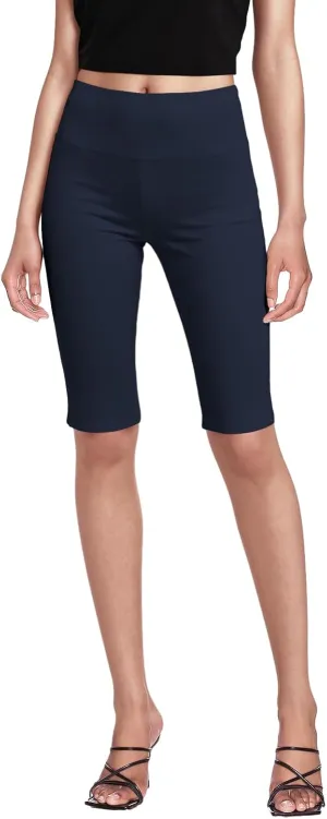 Hybrid & Company Womens Super Stretch Causal Pull On Millennium Twill Bermuda Shorts