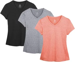 icyzone Workout Shirts Yoga Tops Activewear V-Neck T-Shirts for Women Running Fitness Sports Short Sleeve Tees
