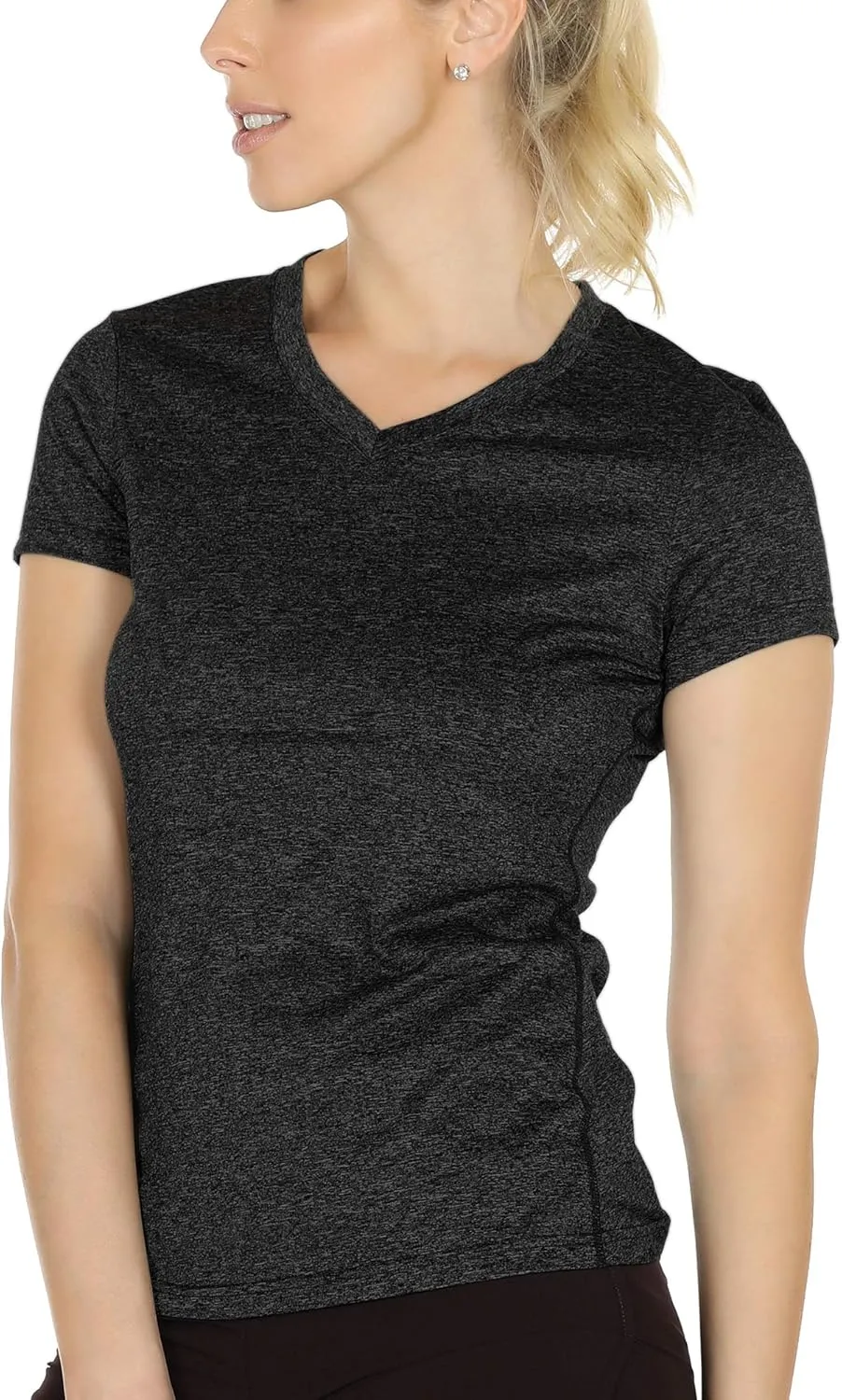 icyzone Workout Shirts Yoga Tops Activewear V-Neck T-Shirts for Women Running Fitness Sports Short Sleeve Tees