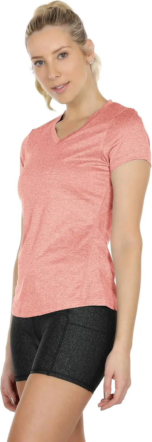 icyzone Workout Shirts Yoga Tops Activewear V-Neck T-Shirts for Women Running Fitness Sports Short Sleeve Tees