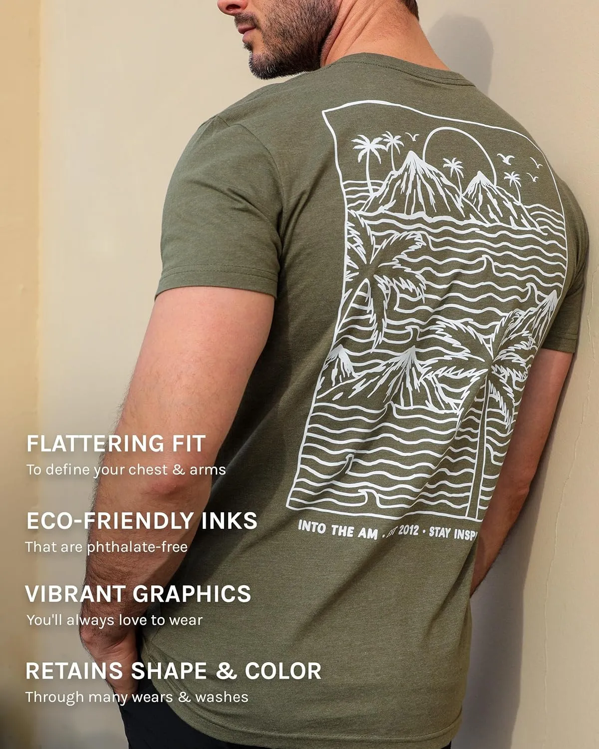 INTO THE AM Graphic Tees for Men S - 4XL Premium Short Sleeve Colorful T-Shirts Trippy Space Designs
