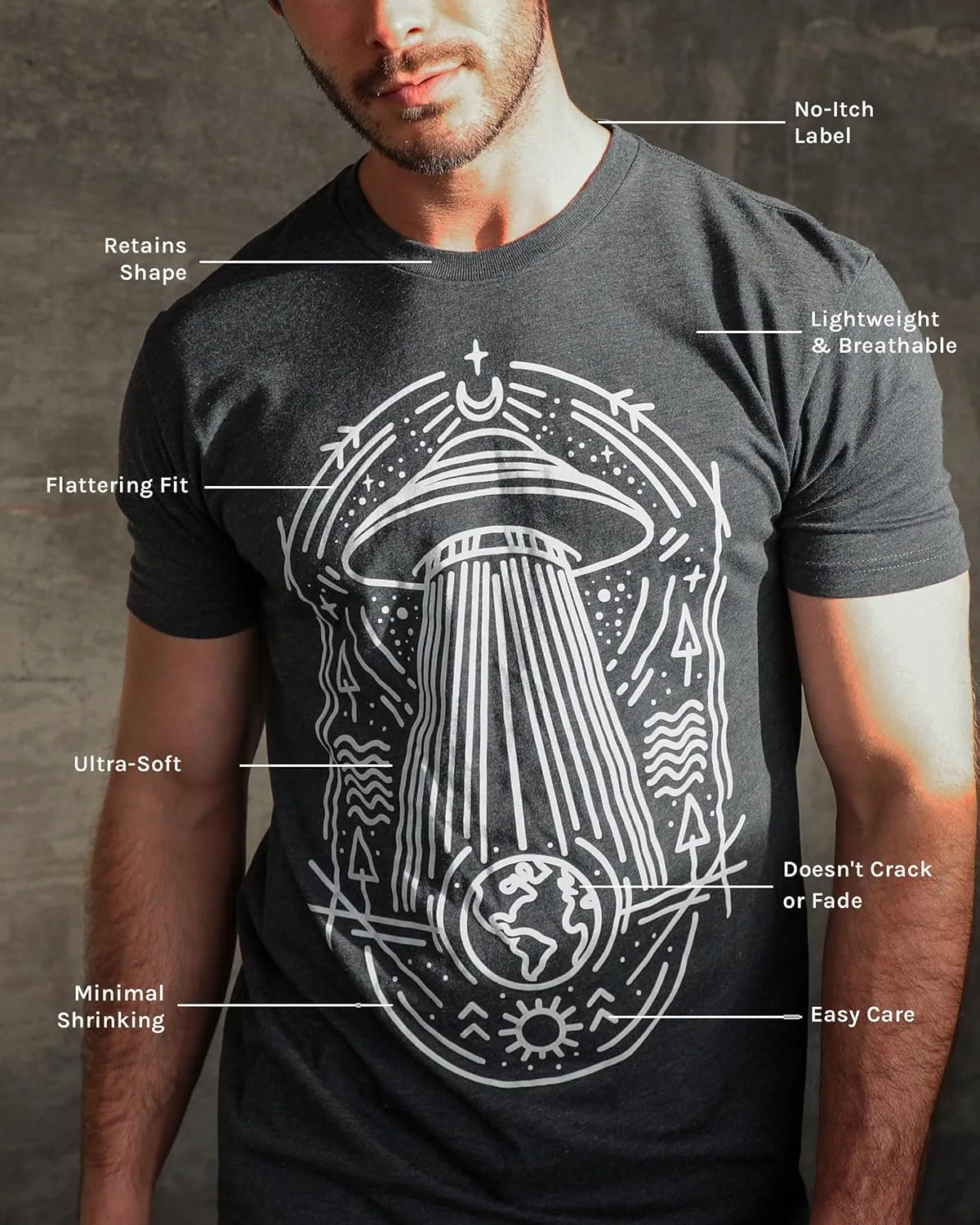 INTO THE AM Graphic Tees for Men S - 4XL Premium Short Sleeve Colorful T-Shirts Trippy Space Designs