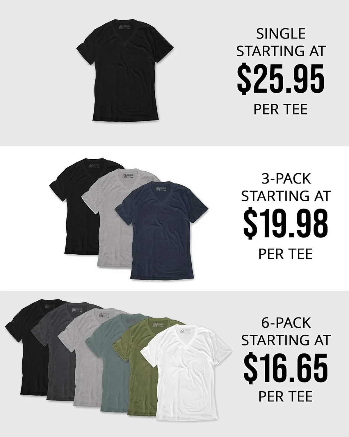 INTO THE AM Premium V Neck T Shirts for Men - Modern Fitted Tees S - 2XL Vneck Undershirts
