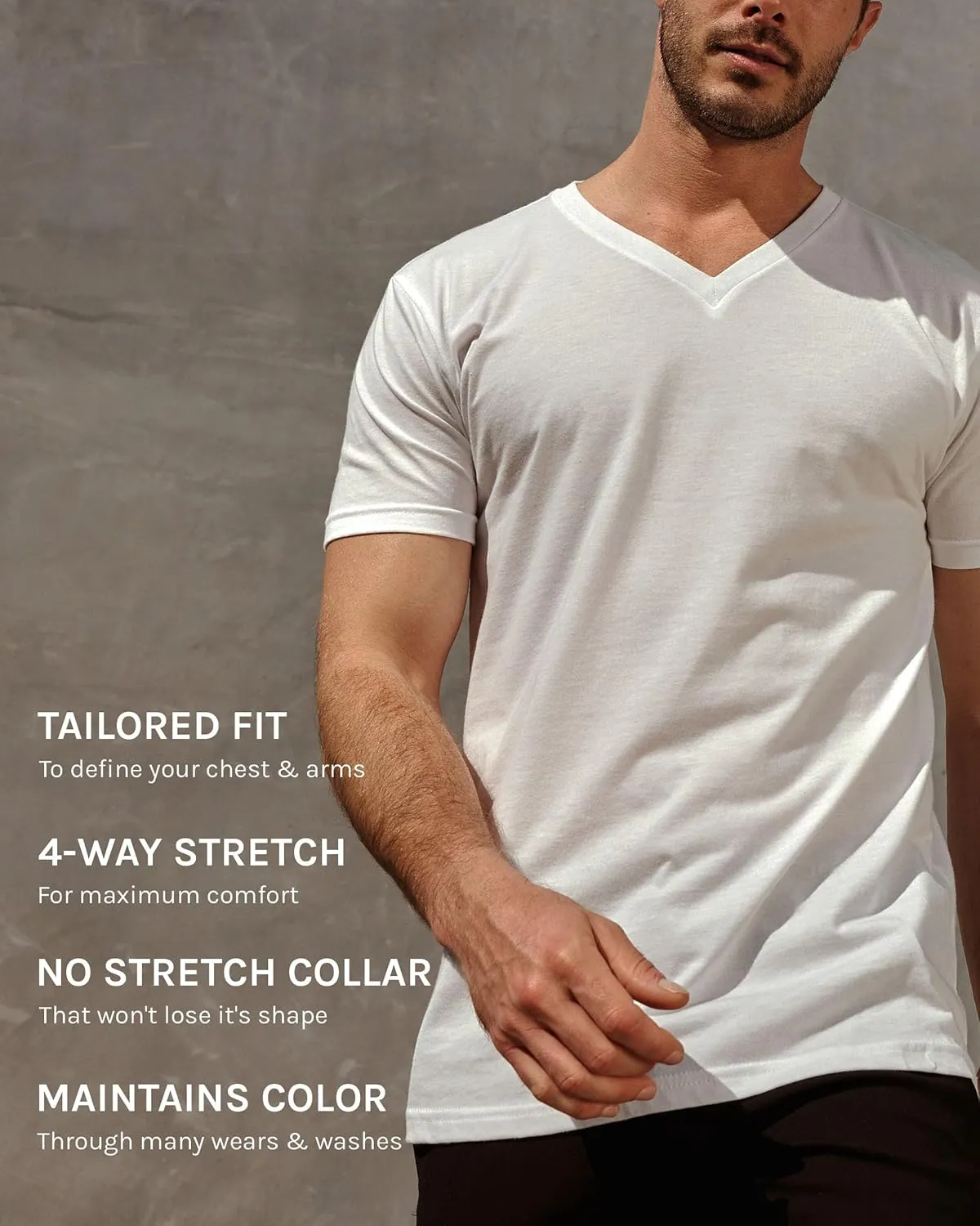 INTO THE AM Premium V Neck T Shirts for Men - Modern Fitted Tees S - 2XL Vneck Undershirts