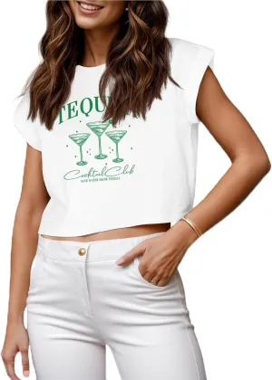 JINKESI Womens Summer Crewneck Crop Tops Causal T-Shirts Rolled Short Sleeve Basic Tees