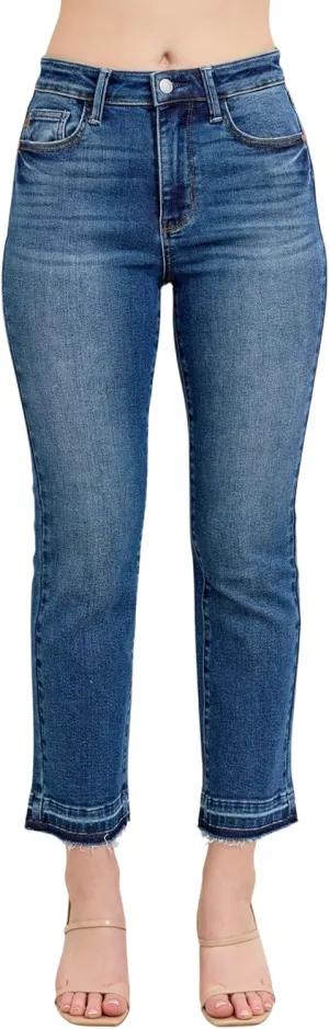 Judy Blue High Waist Vintage Medium Wash Release Hem Kick Flare