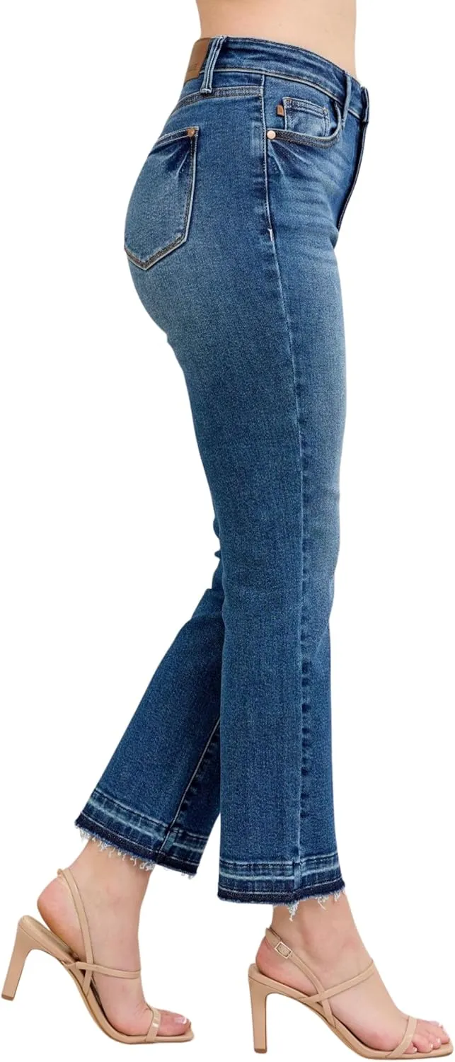 Judy Blue High Waist Vintage Medium Wash Release Hem Kick Flare