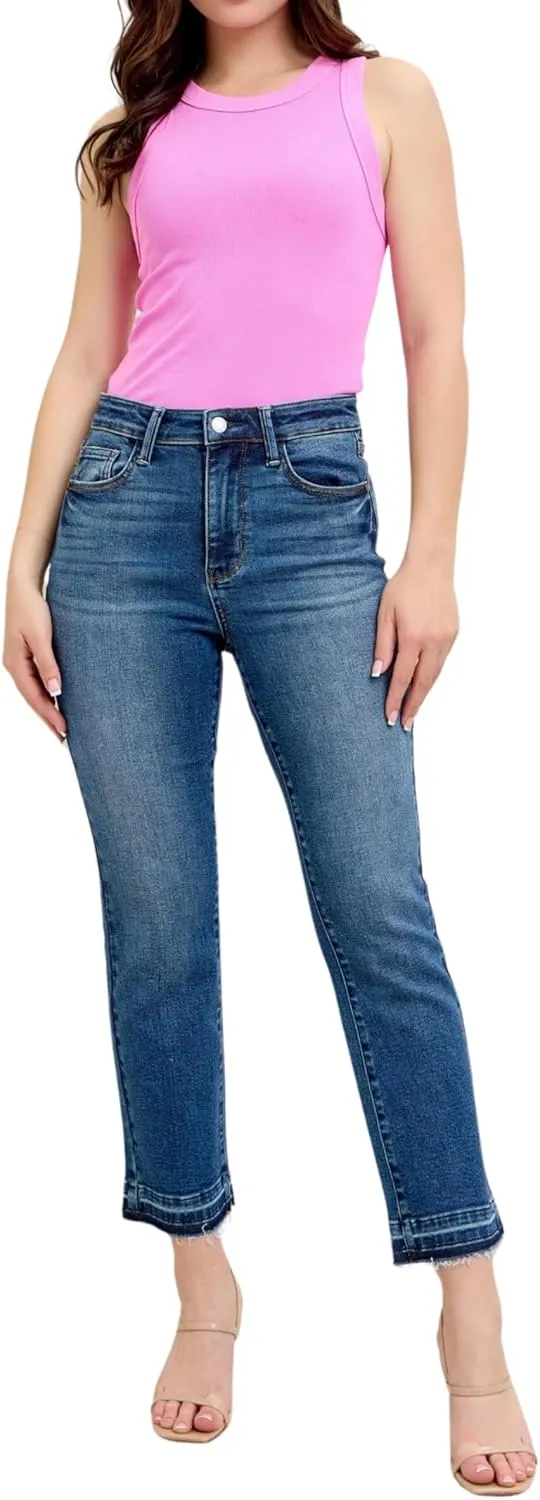 Judy Blue High Waist Vintage Medium Wash Release Hem Kick Flare