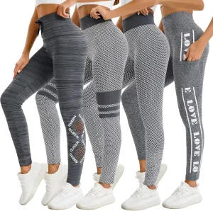 just one Womens High-Waisted Leggings; Coordinated 4-Pack Designs for Workout, Lounging, and Everyday Comfort.