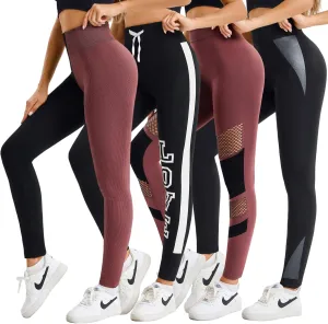 just one Womens High-Waisted Leggings; Coordinated 4-Pack Designs for Workout, Lounging, and Everyday Comfort.