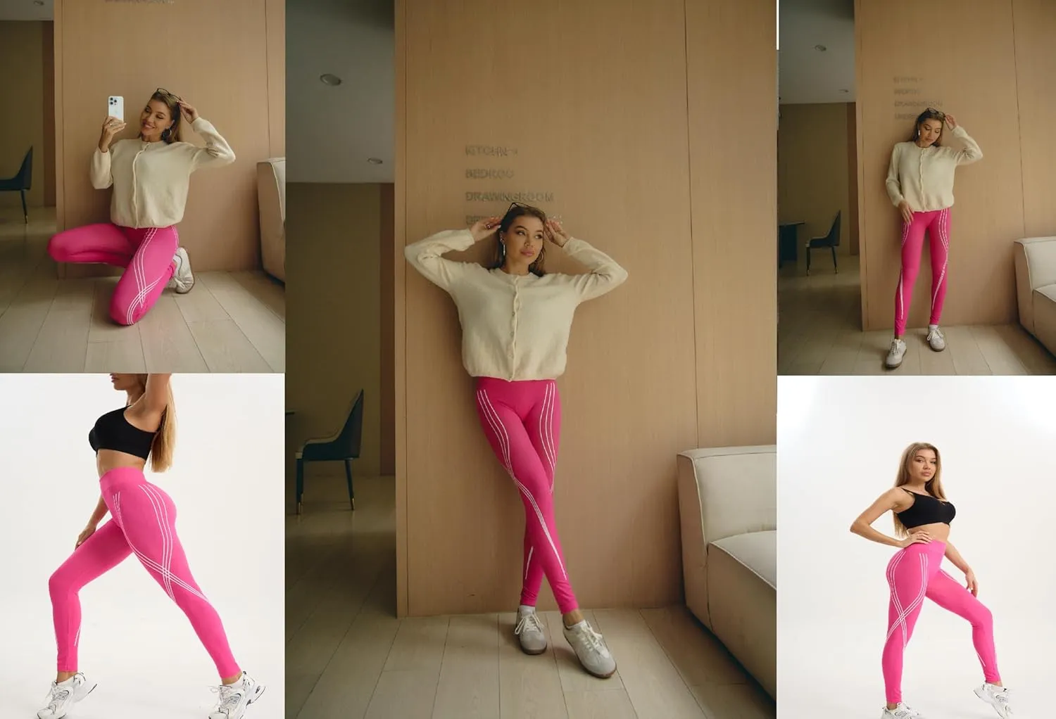just one Womens High-Waisted Leggings; Coordinated 4-Pack Designs for Workout, Lounging, and Everyday Comfort.