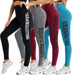 just one Womens High-Waisted Leggings; Coordinated 4-Pack Designs for Workout, Lounging, and Everyday Comfort.