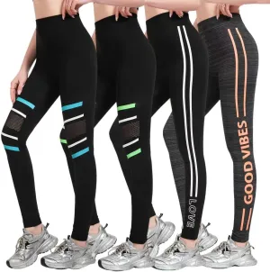 just one Womens High-Waisted Leggings; Coordinated 4-Pack Designs for Workout, Lounging, and Everyday Comfort.