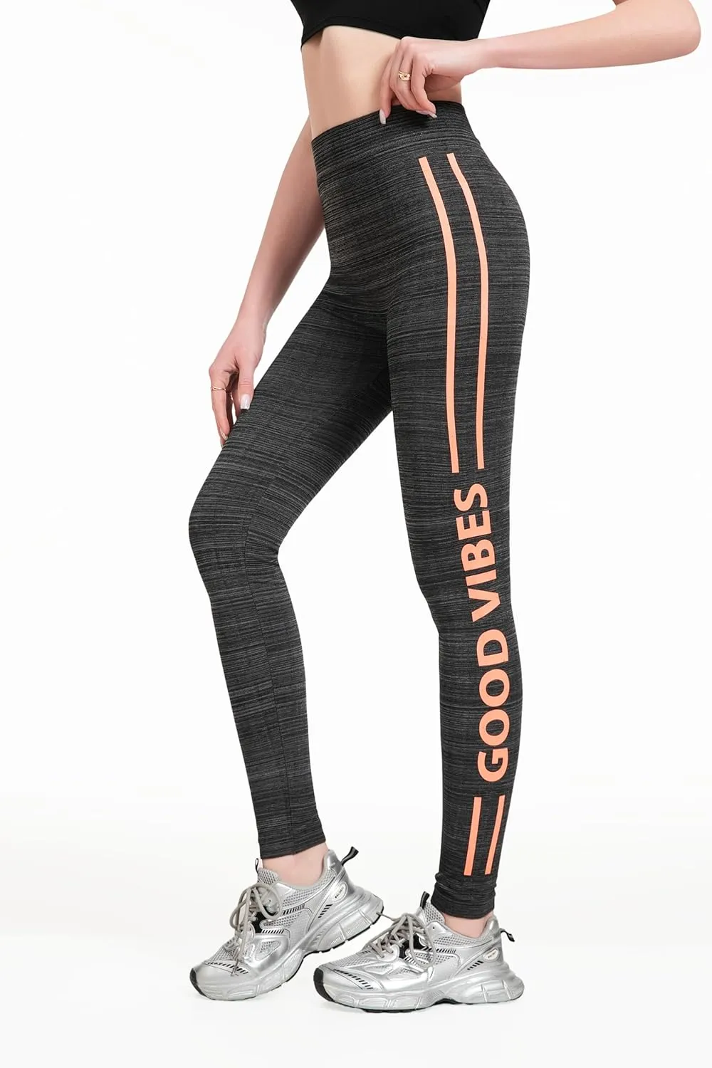 just one Womens High-Waisted Leggings; Coordinated 4-Pack Designs for Workout, Lounging, and Everyday Comfort.